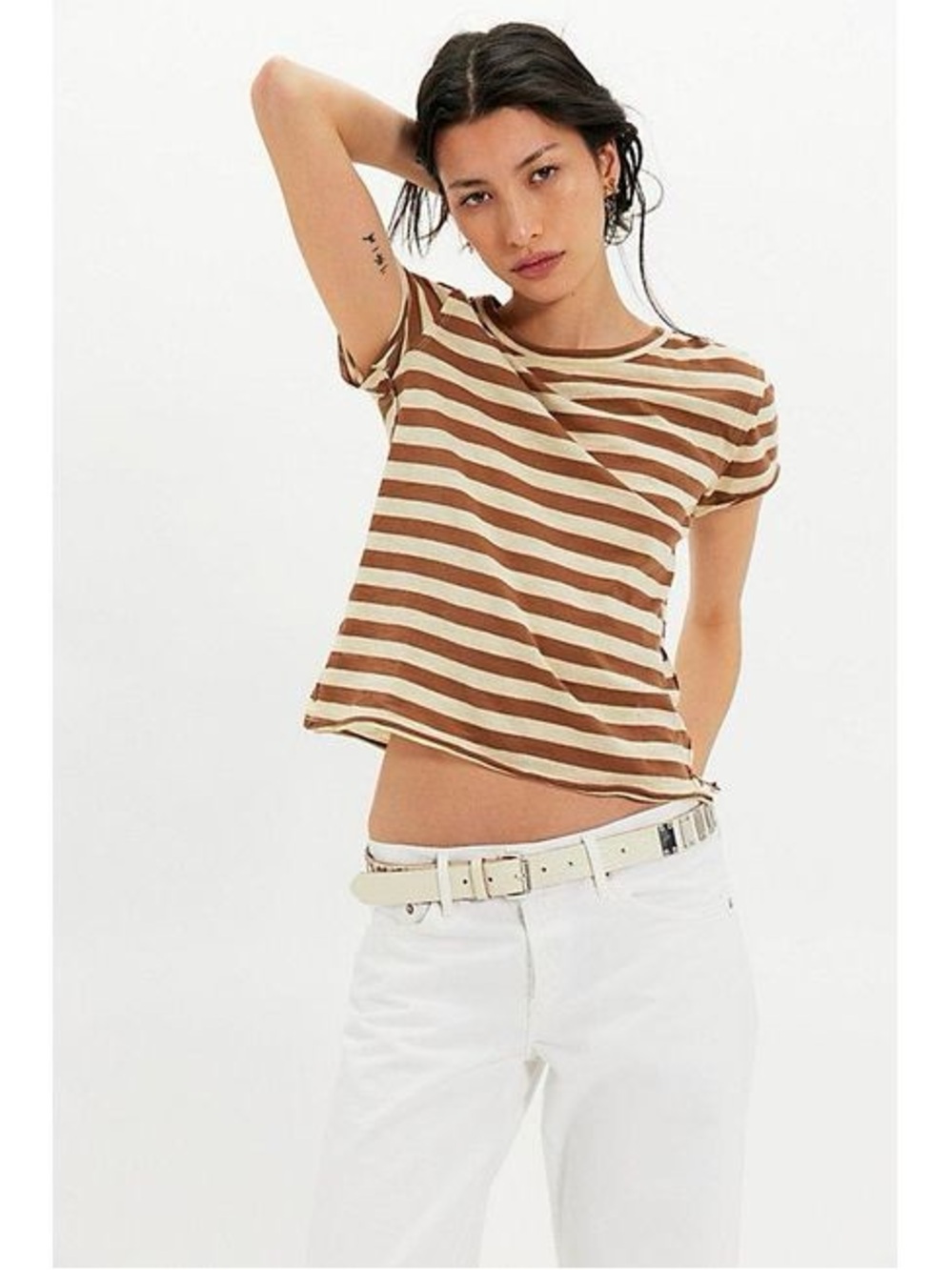 NWT! Free People We The Free Nora Striped Cotton Tee Sz Large
